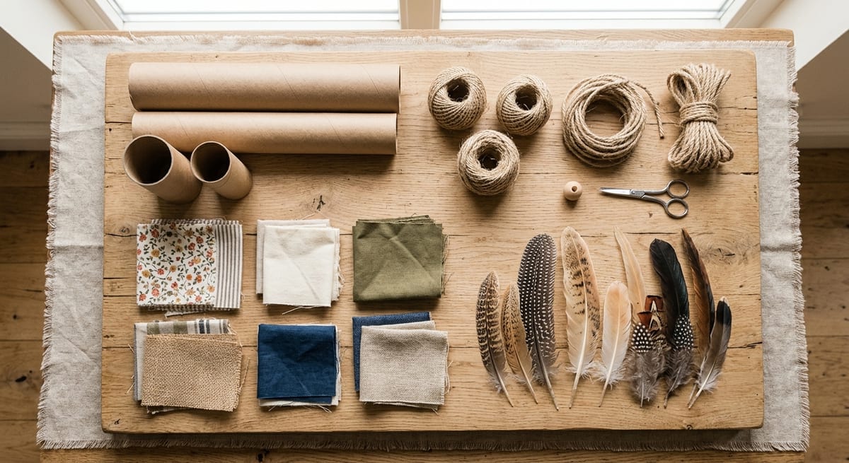 Materiales para juguetes caseros Materiales zero waste como cartón y cuerdas para fabricar juguetes para gatos.