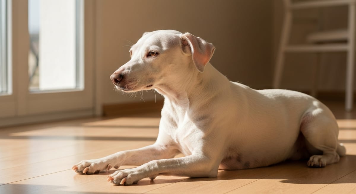 Físico del Ratonero Andaluz Características físicas del Ratonero Andaluz destacando su pelaje corto y complexión atlética.