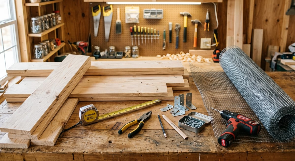 Materiales para jaula DIY Materiales seguros para construir jaulas: madera sin tratar y malla de alambre galvanizada