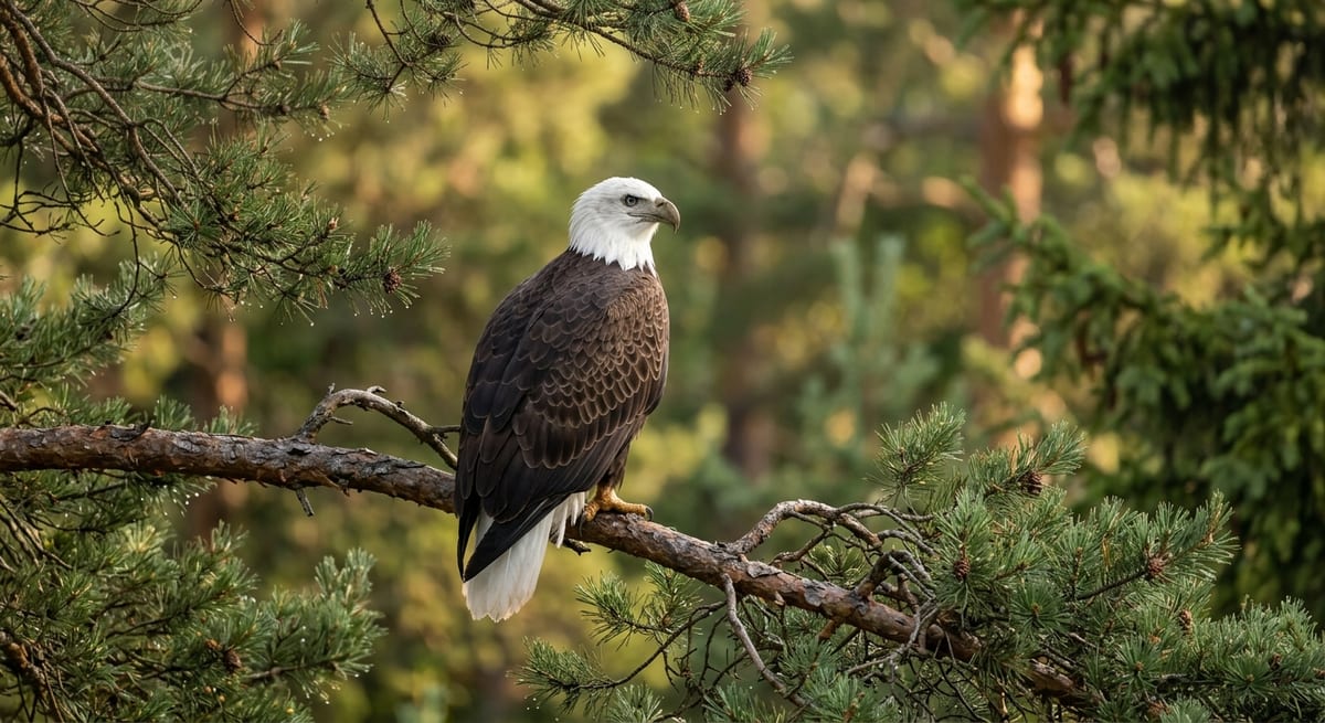 Proceso digestivo del águila Águila en reposo en un árbol, explicando el proceso digestivo y la formación de egagrópilas.