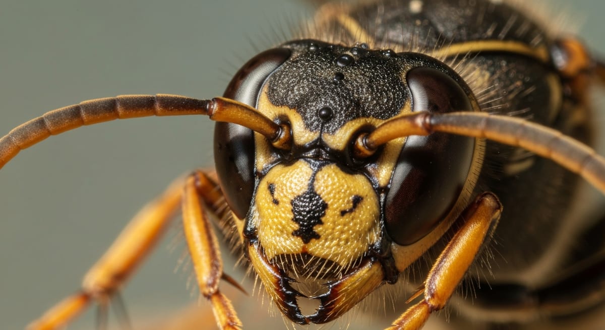 Identificación de avispas de cerca Detalle macro de una avispa de cerca para identificar sus rasgos y clases de avispas.
