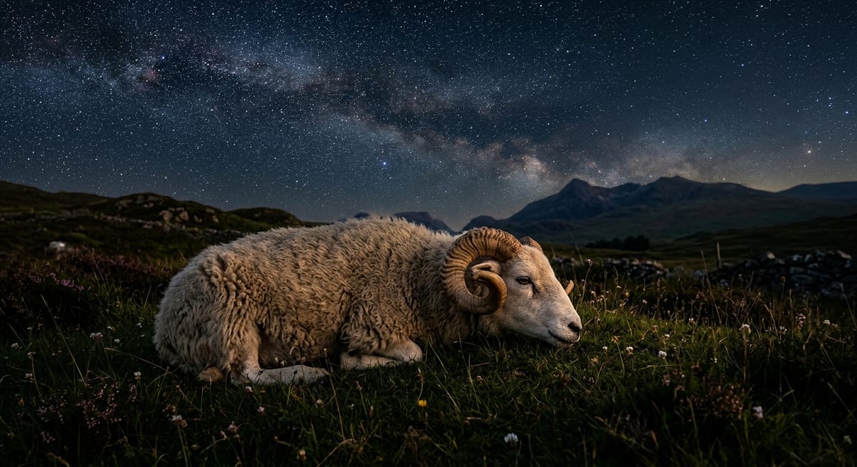 Influencias astronómicas de Belier Carnero bajo un cielo estrellado representando las influencias astronómicas del signo Belier.