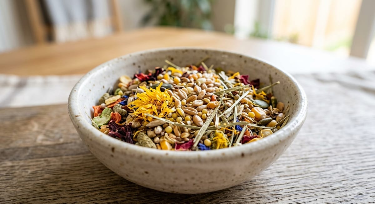 Alimentación equilibrada del jerbo Mezcla de comida saludable para jerbos con semillas, granos y vegetales frescos