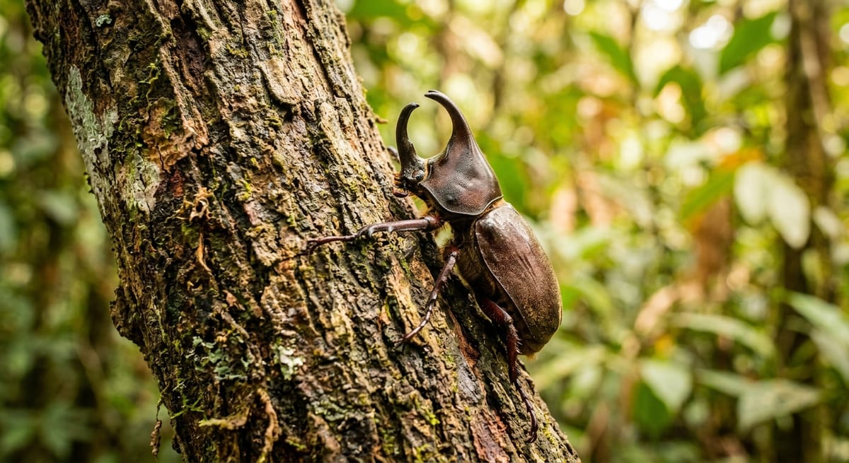 Escarabajo Rinoceronte en México Escarabajo rinoceronte en su hábitat natural, uno de los tipos de escarabajos más comunes en México.