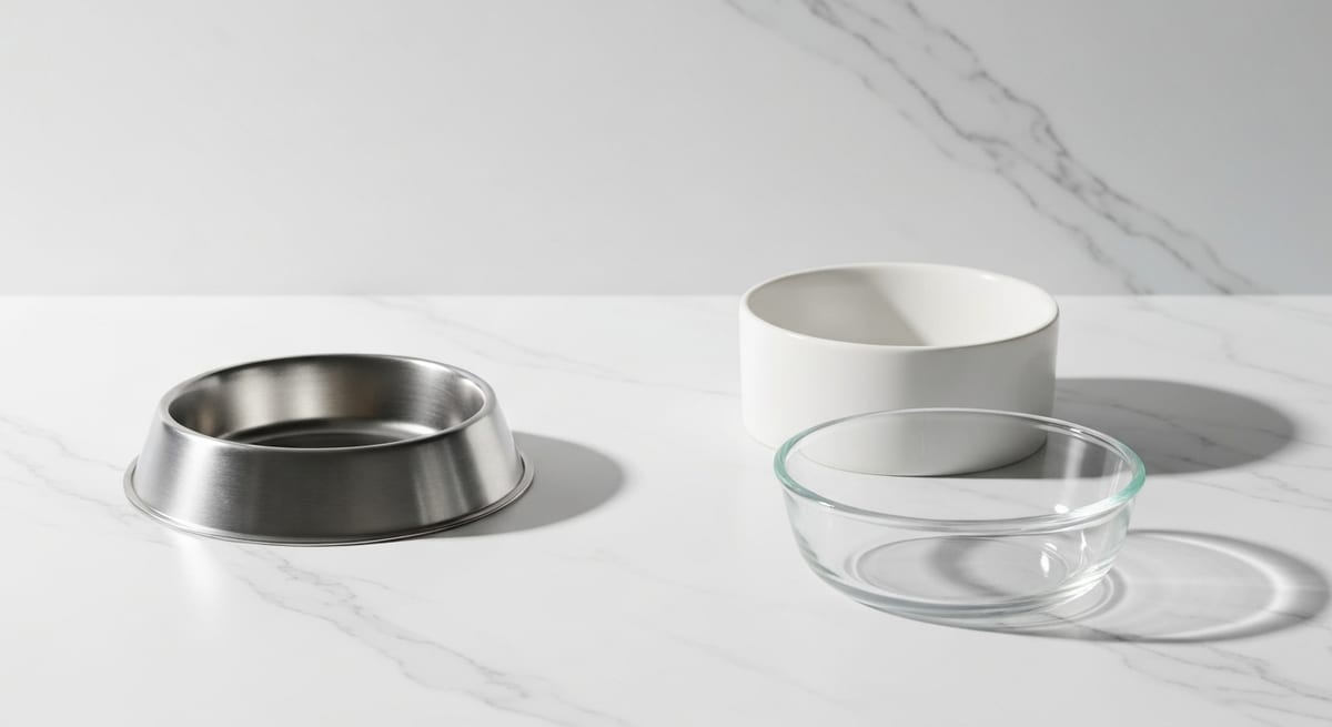 Materiales recomendados para platos Comparativa de materiales higiénicos como acero inoxidable y cerámica para platos de gato.