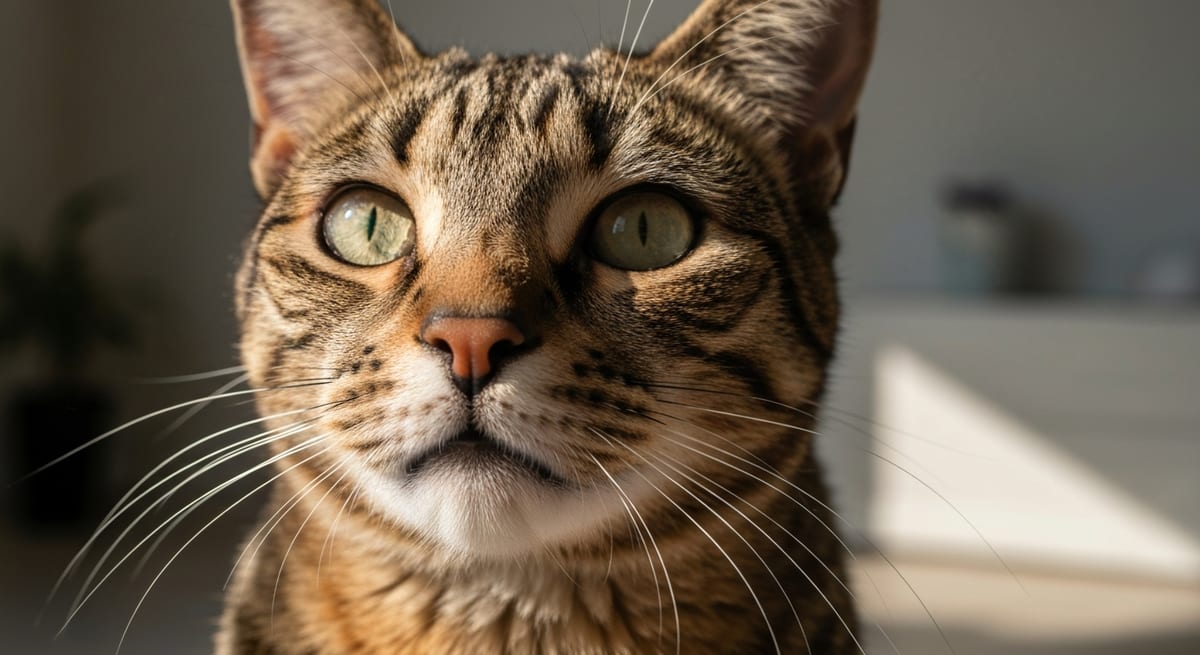 Gato saludable en casa Gato doméstico en un entorno hogareño cálido y luminoso
