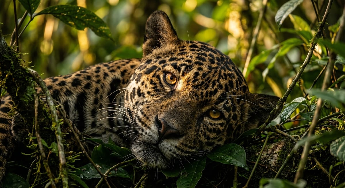 Jaguar majestuoso Jaguar en la selva, uno de los animales con J más emblemáticos en español e inglés.