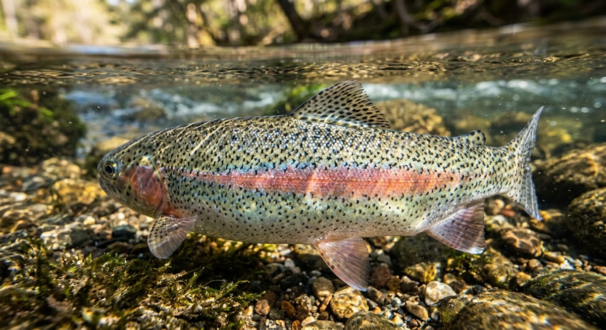 Identificación de especies Detalle de una trucha común para identificación de peces de río