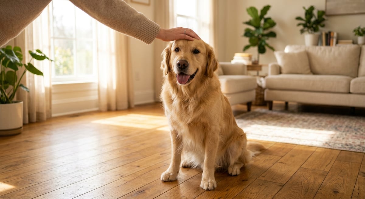Perro con malestar estomacal Perro decaído en casa tras presentar síntomas de hematemesis o vómito con sangre