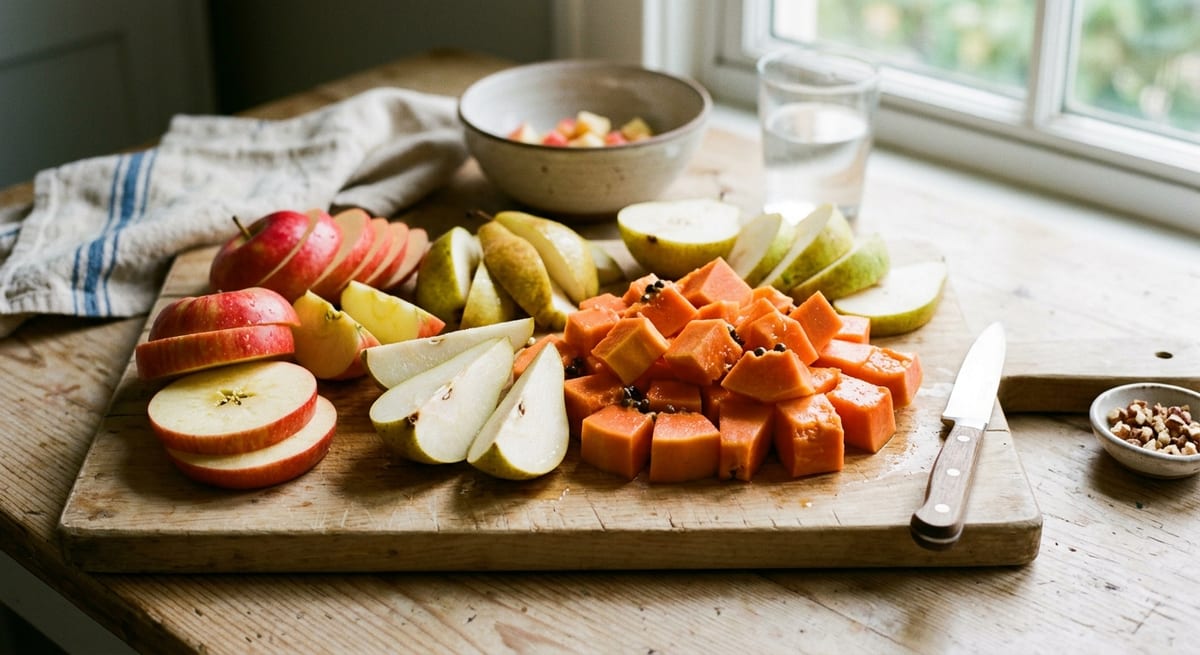Alternativas saludables Frutas saludables alternativas para perros como manzana, pera y papaya.