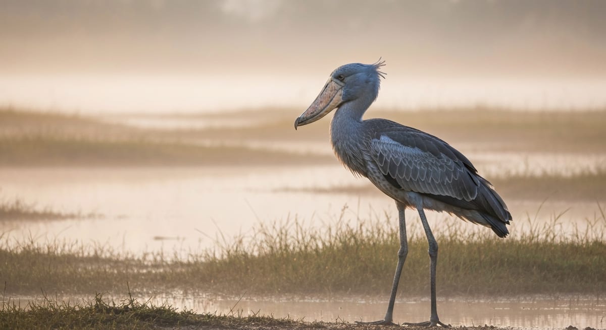 Un vínculo con el pasado Perfil de un picozapato mostrando su apariencia de fósil viviente