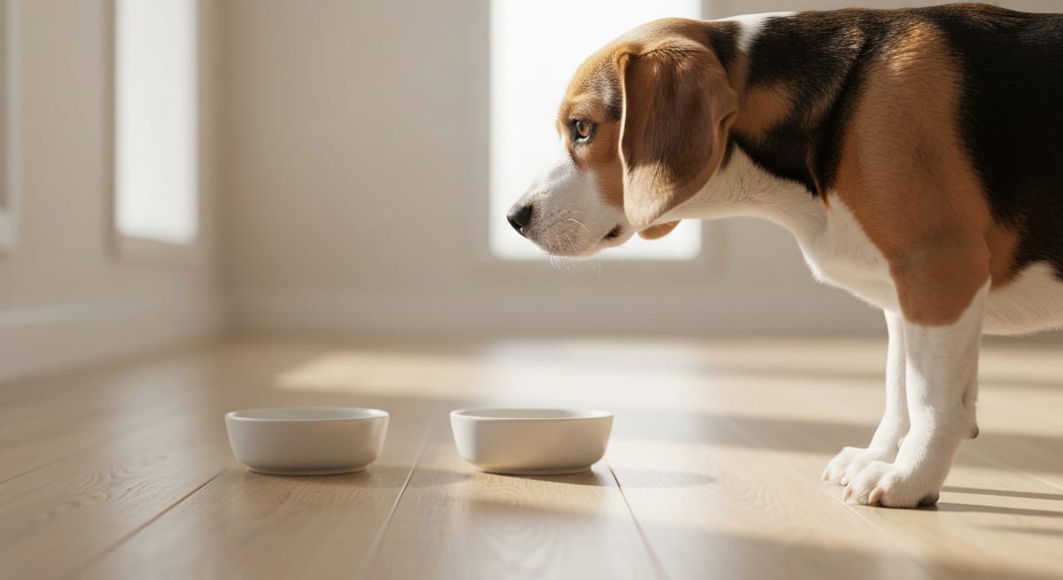 Transición alimentaria segura Guía visual de transición hacia piensos naturales para mascotas para una digestión saludable.