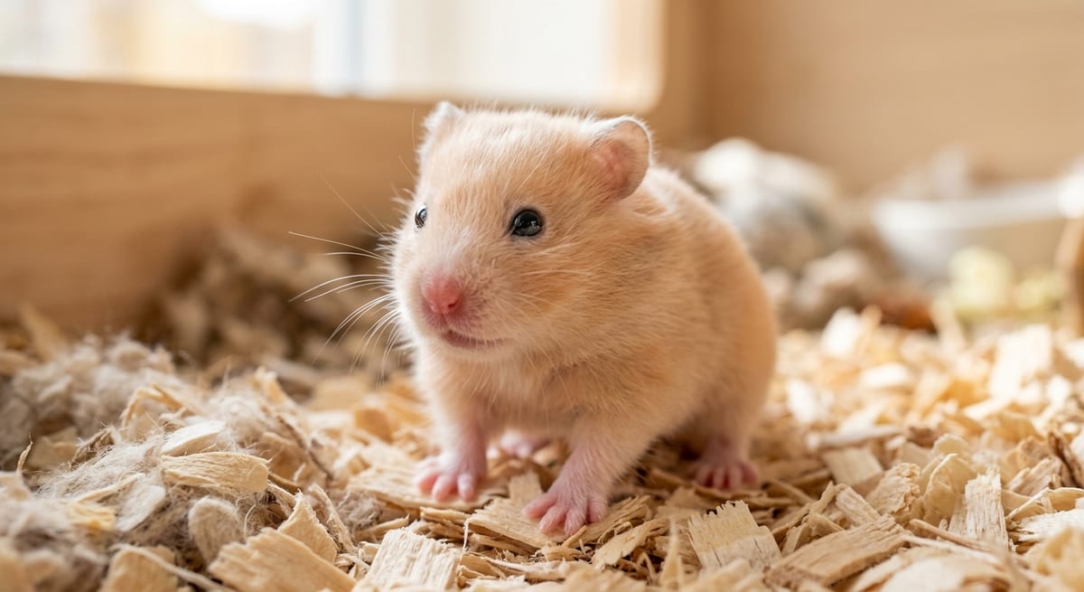 Etapa de crecimiento del hámster Hámster bebé de dos semanas de vida mostrando el desarrollo de su pelaje.