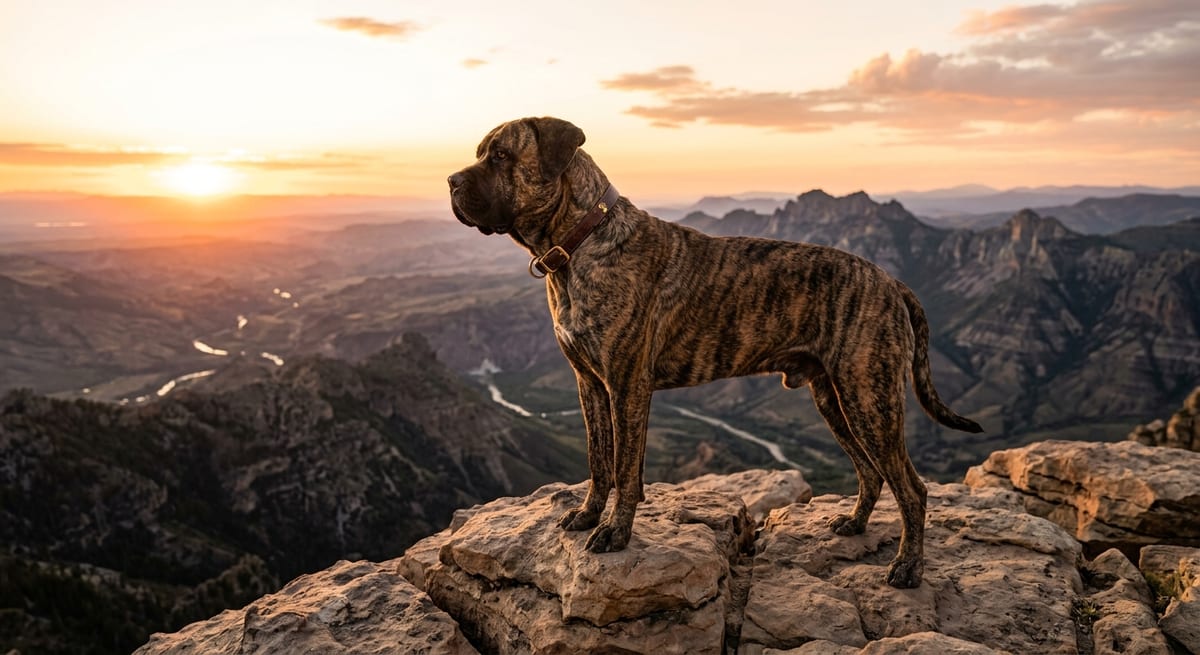 Perro con porte mitológico Perro imponente en la naturaleza representando nombres para perros grandes inspirados en la mitología.